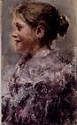 Antonio Mancini Portrait Of A Young Girl painting